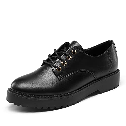 DREAM PAIRS Damen Klassische Oxford Schnürhalbschuhe, komfortabel Businessschuhe für FrauenSchwarz/pu SDOX2202W-E Größe 37 (EUR) von DREAM PAIRS