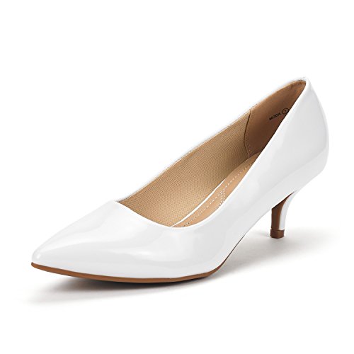 DREAM PAIRS Damen Klassische Pumps mit Stiletto und Spitzen zulaufenden Absätze Hochzeit Arbeitschuhe,Size 41.5,Weiss/Pat,Moda von DREAM PAIRS
