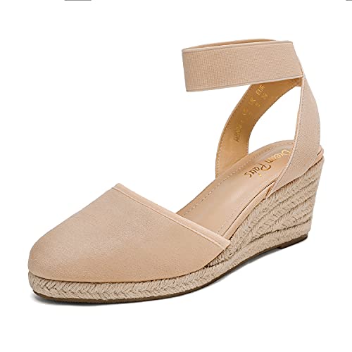 DREAM PAIRS Damen Klassische Sandalen Pumps Sandaletten mit Blockabsatz Elastischer Knöchelriemen,Size 36,NACKT,Amanda-1 DREAM PAIRS Damen Klassische Sandalen Pumps Sandaletten mit Blockabsatz Elastischer Knöchelriemen,Size 36,NACKT,Amanda-1 von DREAM PAIRS