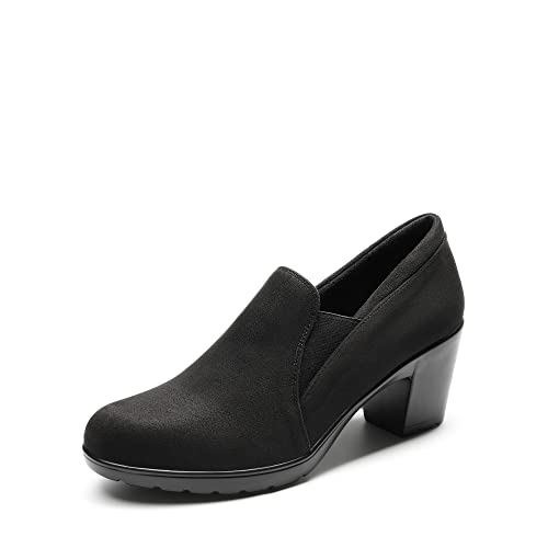 DREAM PAIRS Damen-Kleidschuhe Pumps mit niedrigem Blockabsatz Komfort-Oxfords DPU214-E Schwarz/Suede Größe 39 (EUR) von DREAM PAIRS