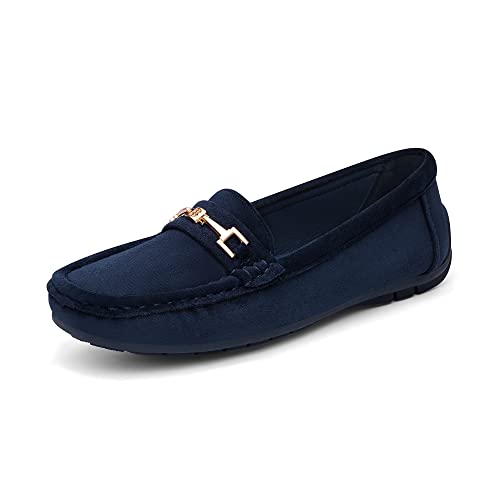 DREAM PAIRS Damen Loafer Bequeme Mokassins Slippers Damen Niedrige Schuhe Faltbare Klassische Loafer Blue-Suede 37 (EUR) SDLS2205W-NEW-E von DREAM PAIRS