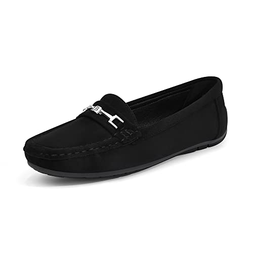 DREAM PAIRS Damen Loafer Bequeme Mokassins Slippers Damen Niedrige Schuhe Faltbare Klassische Loafer SCHWARZ-Suede 39 (EUR) SDLS2205W-NEW-E von DREAM PAIRS