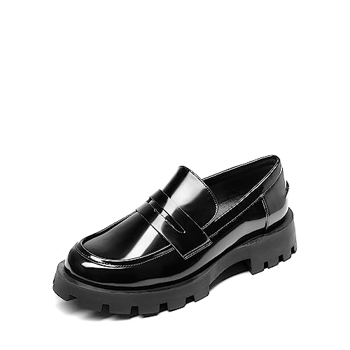 DREAM PAIRS Damen Loafer klassisch, Bequeme Mokassins, Slippers Damen, Frauen Halbschuhe Schwarz-Pat SDLS2318W-E Größe 37 (EUR) von DREAM PAIRS