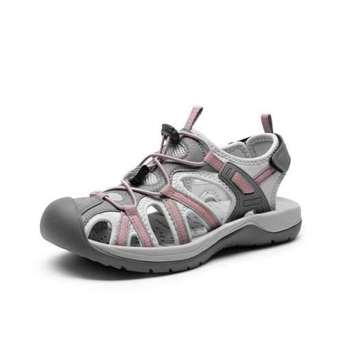 DREAM PAIRS Damen Outdoor-Sandalen EVA-Fußbett & rutschfeste TPR-Sohle Schnelltrocknend mit Zehenschutz Atmungsaktives Material & verstellbarer Verschluss,Size 40,Grau/Koralle,DWUMST2502 DREAM PAIRS Damen Outdoor-Sandalen EVA-Fußbett & rutschfeste TPR-Sohle Schnelltrocknend mit Zehenschutz Atmungsaktives Material & verstellbarer Verschluss,Size 40,Grau/Koralle,DWUMST2502 von DREAM PAIRS