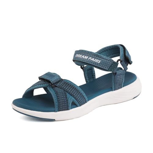DREAM PAIRS Sandalen Damen Trekkingsandalen Wandersandalen MD-Gummisohle & gepolstertes EVA-Fußbett Atmungsaktiv & schnell trocknend Für Wandern,Size 38.5,Dunkel/Blau,QDL19001L von DREAM PAIRS