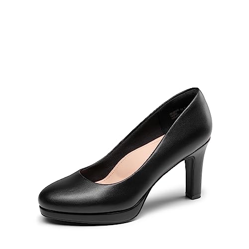 DREAM PAIRS Damen Pumps Anzugschuhe Klassische High Heels für Damen mit Plateau für Business und Arbeit,Size 40.5,Schwarz-Pu,SDPU2365W von DREAM PAIRS