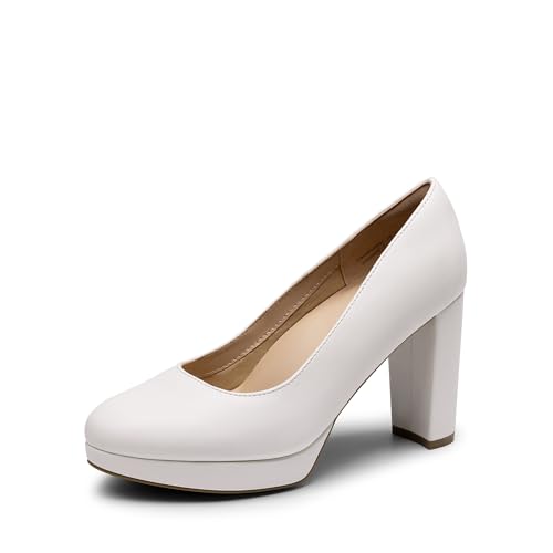 DREAM PAIRS Damen Pumps Anzugschuhe Klassische High Heels für Damen mit Plateau für Business und Arbeit,Size 41.5,Weiss-Pu,DWUMPU2505 DREAM PAIRS Damen Pumps Anzugschuhe Klassische High Heels für Damen mit Plateau für Business und Arbeit,Size 41.5,Weiss-Pu,DWUMPU2505 von DREAM PAIRS