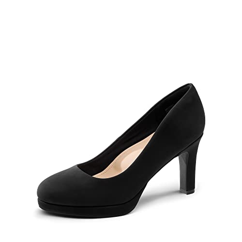 DREAM PAIRS Damen Pumps Anzugschuhe Klassische High Heels für Damen mit Plateau für Business und Arbeit SDPU2365W-E SCHWARZ-Nubuck Größe 36 (EUR) von DREAM PAIRS