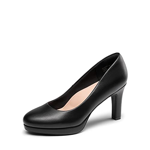 DREAM PAIRS Damen Pumps Anzugschuhe Klassische High Heels für Damen mit Plateau für Business und Arbeit SDPU2365W-E SCHWARZ-PU Größe 37 (EUR) von DREAM PAIRS