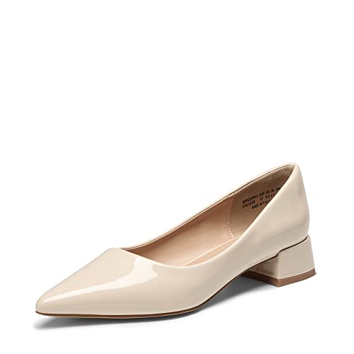 DREAM PAIRS Damen Pumps Bequeme Businessschuhe Elegante Arbeitsschuhe einfarbige Pumps für Hochzeit mit spitzer Zehenpartie und mittelhohem Blockabsatz Pumps BEIGE SDPU2236W-E Größe 41 (EUR) von DREAM PAIRS