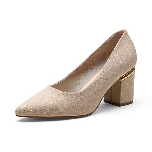 DREAM PAIRS Damen Pumps Elegante, gepolsterte Pumps mit Blockabsatz für Damene Khaki SDPU2226W-E Größe 36 (EUR) von DREAM PAIRS