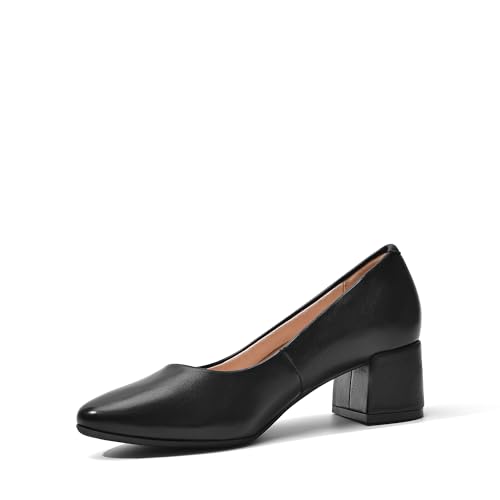 DREAM PAIRS Damen Pumps Elegante und Bequem, Arbeitsschuhe Gepolsterte Schuhe Pumps High Heel mit Blockabsatz SDPU2440W-E SCHWARZ-PU Größe 36 (EUR) von DREAM PAIRS