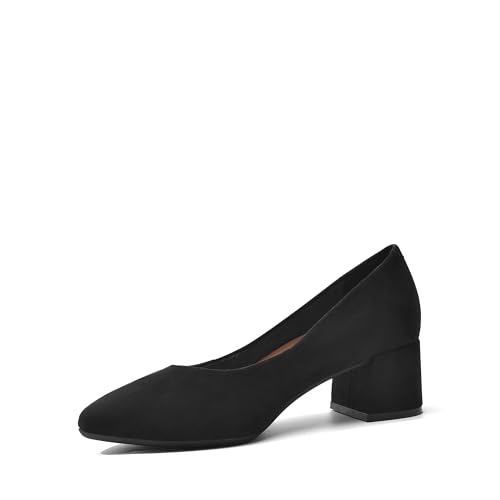 DREAM PAIRS Damen Pumps Elegante und Bequem, Arbeitsschuhe Gepolsterte Schuhe Pumps High Heel mit Blockabsatz SDPU2440W-E SCHWARZ-Suede Größe 42 (EUR) von DREAM PAIRS