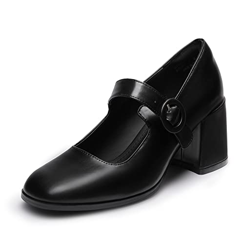 DREAM PAIRS Damen Pumps Frauen Chunky Plattform Mary Janes Schnalle Riemen Wohnungen Seicht Mund Japanisch Süß Lolita Prinzessin Schuhe,Size 36,SCHWARZ/PU,SDPU2232W von DREAM PAIRS