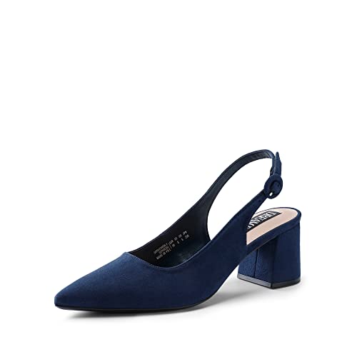 DREAM PAIRS Damen Pumps Slingback Sandalen Pointed Toe Kleid Partei Gericht Schuhe Damen Blockabsatz Hochzeit Schuhe SDPU2340W-E Navy Größe 40 (EUR) von DREAM PAIRS