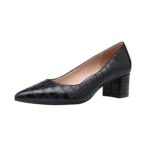 DREAM PAIRS Damen Pumps mit klobigem spitzer Blockabsatz und niedrigem Absatz,Size 38,Schwarz/Stein/Pu,DPU212 von DREAM PAIRS