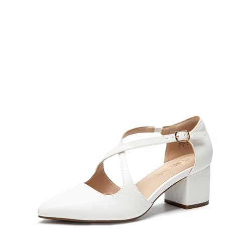 DREAM PAIRS Damen Pumps mit klobigen Absätzen, bequem, mit gekreuzten Riemen, Blockabsatz, Schuhe für Partys und Tanzen Brautschuhe,Size 40,Weiss-Pu,SDPU2409W DREAM PAIRS Damen Pumps mit klobigen Absätzen, bequem, mit gekreuzten Riemen, Blockabsatz, Schuhe für Partys und Tanzen Brautschuhe,Size 40,Weiss-Pu,SDPU2409W von DREAM PAIRS