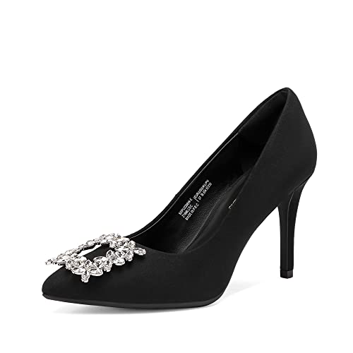 DREAM PAIRS Damen Pumps mit spitzer Zehenpartie und Glitzer Dekoration, Elegante Stiletto high Heels für Hochzeit und Party, Frauen AbendschuheSchwarz SDPU2206W-E Größe 39 (EUR) von DREAM PAIRS