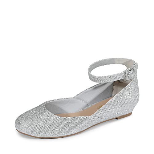 DREAM PAIRS Ballerinas Damen Riemchenballerina Damen Ballerinas Damen Elegant Flats Schuhe REVONA-E Silber/Glitter Größe 35 (EUR) von DREAM PAIRS