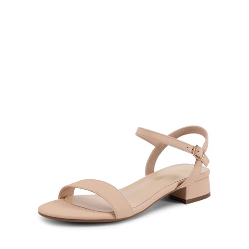 DREAM PAIRS Damen Sandalen mit Knöchelriemen und niedrige Blockabsätzen elegante Hochzeit und Party Schuhe,Size 37,Nackt,DWUMHS2531 von DREAM PAIRS