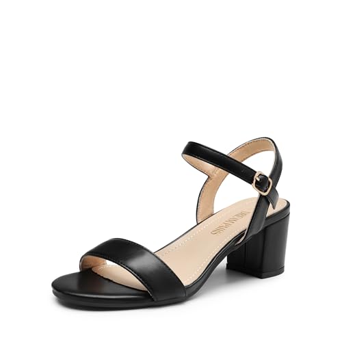 DREAM PAIRS Damen-Sandalen mit hohen Absätzen Modische Blockabsätze-Sandals mit offenem Zehenbereich und Pumpabsatz,Size 41.5,Schwarz-Pu,SDHS2412W von DREAM PAIRS