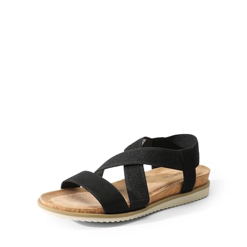 DREAM PAIRS Damen-Espadrilles mit offener Zehenpartie, Elegante Plateau-Sandalen zum Hineinschlüpfen, elastische Knöchelriemen, Keilabsatz-Sandalen,Size 37,SCHWARZ-Wildleder,SDPW2414W von DREAM PAIRS