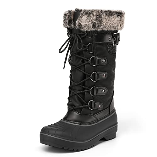 DREAM PAIRS Damen Schneestiefel Schnürung Wasserdichtes Obermaterial Kunstpelz-Futter rutschfeste Sohle SCHWARZ 41 Avalanche-E von DREAM PAIRS