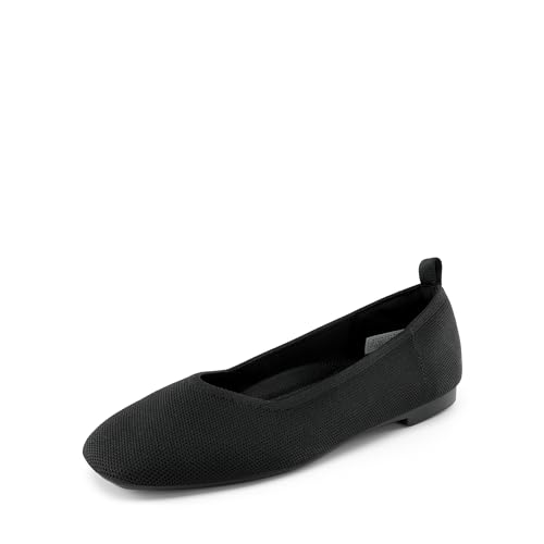 DREAM PAIRS Damen Ballerina Schuhe Ballett-Komfort Weiche Slip-on-Flachschuhe Maschenware Ballerina,Size 38,SCHWARZ,SDFA2418W von DREAM PAIRS