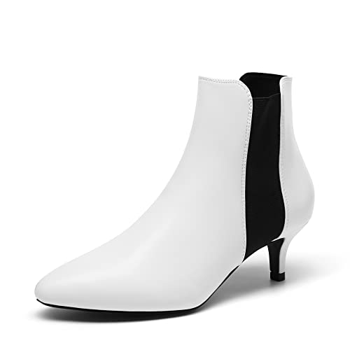 DREAM PAIRS Damen Stiefel mit Stiletto Spitze Weiß schwarz SDAB2213W-E Größe 36 (EUR) von DREAM PAIRS