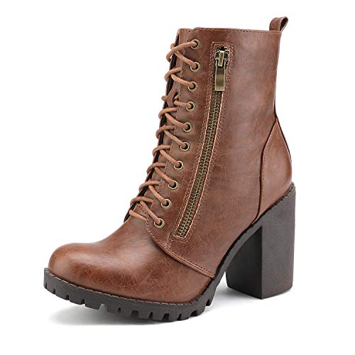 DREAM PAIRS Damen Stiefeletten mit Blockabsatz,Size 41.5,Bräunen,Silverado von DREAM PAIRS