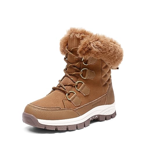 DREAM PAIRS Damen Winterstiefel Wasserdicht Warm gefütterte Schneestiefel Winterschuhe Winter Kurzschaft Stiefel Boots Schuhe,Size 38,Bräunen,SDSB2305W-E von DREAM PAIRS