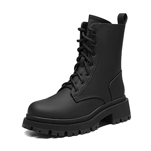 DREAM PAIRS Damenstiefel Schnürstiefel Silhouette Bequemer Reißverschluss Warmes Futter Lug Sohle InnenreißverschlussSchwarz/Seidenpu SDMB2203W-E Größe 41 (EUR) von DREAM PAIRS