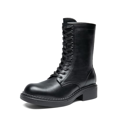 DREAM PAIRS Damenstiefel Schnürstiefel Silhouette Bequemer Reißverschluss Warmes Lug Sohle Innenreißverschluss,Size 38.5,Schwarz,DWUMMB2523 von DREAM PAIRS