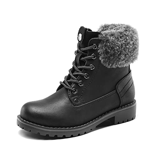 DREAM PAIRS Jungen Mädchen Schneestiefel fashion Winterstiefel mittelere Stiefel mit Warm Kunstfellfutter BLACK/PU 33 (EUR) SDBO2230K-E von DREAM PAIRS