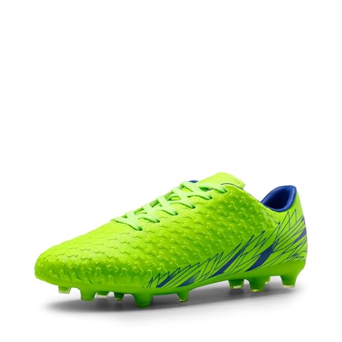DREAM PAIRS Fußballschuhe Herren Spike Microfaser Cleats Professionelle Fussballschuhe Athletics Trainingsschuhe Outdoor Sportschuhe Fußball Stiefel,Size 46,Neon/Grün/Königlich,MEGA-1 von DREAM PAIRS