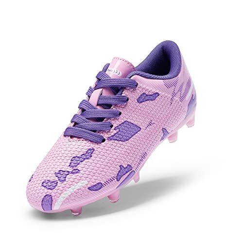 DREAM PAIRS Fußballschuhe Kinder Jungen Fußballschuhe Mädchen Atmungsaktive Fussball Schuhe Unisex Halle Trainingsschuhe Sportschueh für Outdoor,Size 28.5,PINK/LILA,SDSO2301K von DREAM PAIRS