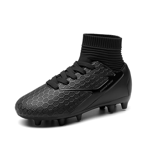 DREAM PAIRS Fußballschuhe Kinder Jungen Fußballschuhe Mädchen Atmungsaktive Fussball Schuhe Unisex Trainingsschuhe Sportschueh für Outdoor Alles SCHWARZ HZ19002K-E Größe 32 (EUR) von DREAM PAIRS