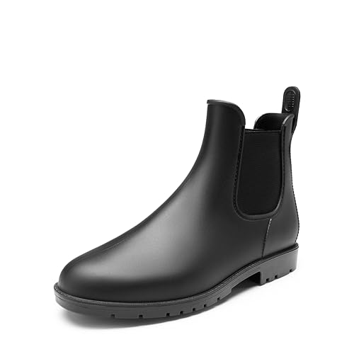DREAM PAIRS Gummistiefel Herren Halbhoch Chelsea Boots Gummischuhe Herren Arbeitsschuhe Wasserdichte Stiefel,Size 43,Schwarz,SDRB2401M-E von DREAM PAIRS