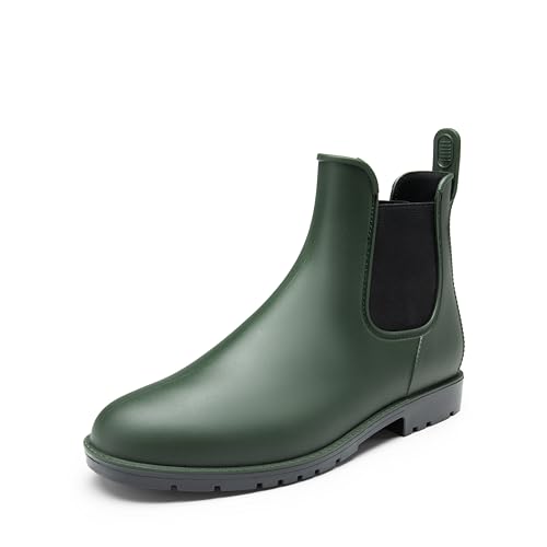 DREAM PAIRS Gummistiefel Herren Halbhoch Chelsea Boots Gummischuhe Herren Arbeitsschuhe Wasserdichte Stiefel,Size 45,Olivengrün,SDRB2401M-E von DREAM PAIRS
