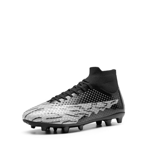 DREAM PAIRS Herren Fußballschuhe High Top Spike Microfaser Cleats TPU-Beschichtung Professionelle Athletics Trainingsschuhe Football Schuhe,Size 41,Schwarz/Hellgrau,SDSS2401M von DREAM PAIRS