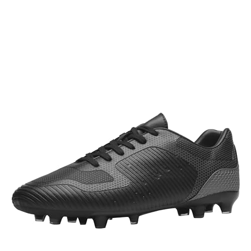 DREAM PAIRS Herren Fußballschuhe Professionelle Athletics Trainingsschuhe Schuhe Fussballschuhe Outdoor Sport Football,Size 44.5,Schwarz/Grau,SUPERFLIGHT-2 von DREAM PAIRS