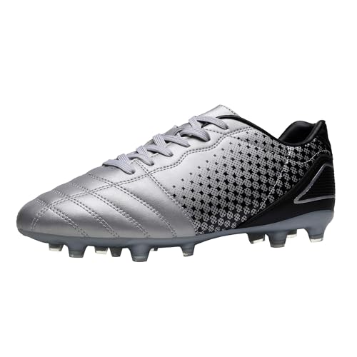 DREAM PAIRS Herren Fußballschuhe Professionelle Trainingsschuhe Stollen Spikes Cleats Outdoor Sport Football Schuhe,Size 44,Silber/Schwarz,SUPERFLIGHT-1 von DREAM PAIRS
