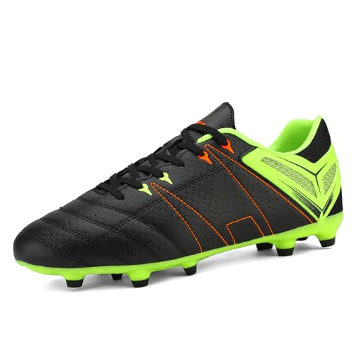 DREAM PAIRS Herren Fußballschuhe Jugen Trainingsschuhe Professionelle Stollen Spikes Cleats Outdoor Sport Football Schuhe,Size 45,SCHWARZ/Zitrone/GRÜN/ROT,SDSC2201M-E von DREAM PAIRS
