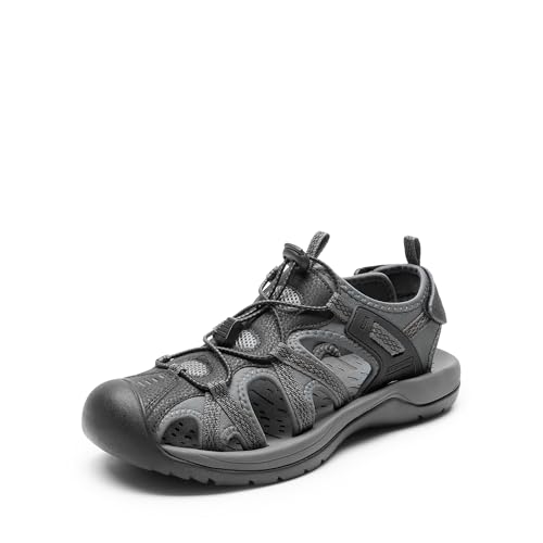 DREAM PAIRS Herren Sandalen Strand Wandersandale Trekkingsandalen Outdoorschuhe Sommer Freizeitschuhe Sport-Outdoor Wasser Atmungsaktive Sandale,Size 43.5,Schwarz/Dunkelgrau,DMUMST2505 von DREAM PAIRS