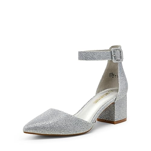 DREAM PAIRS Hochzeitsschuhe Damen Spangenpumps Tanzschuhe Sandaletten mit Blockabsatz Slingback Pumps,Size 36.5,Silber/Glitzer,ANNEE von DREAM PAIRS