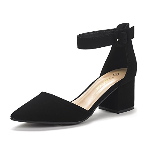 DREAM PAIRS Hochzeitsschuhe Damen Spangenpumps Tanzschuhe Sandaletten mit Blockabsatz Slingback Pumps,Size 37,Schwarz/Nubuck,ANNEE von DREAM PAIRS