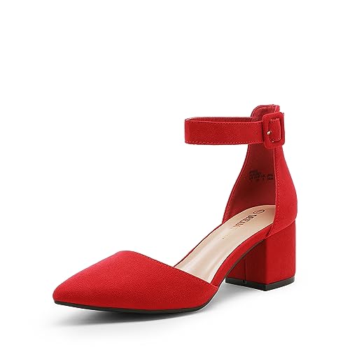 DREAM PAIRS Hochzeitsschuhe Damen Spangenpumps Tanzschuhe Sandaletten mit Blockabsatz Slingback Pumps,Size 38,Rot/Wildleder,ANNEE DREAM PAIRS Hochzeitsschuhe Damen Spangenpumps Tanzschuhe Sandaletten mit Blockabsatz Slingback Pumps,Size 38,Rot/Wildleder,ANNEE von DREAM PAIRS