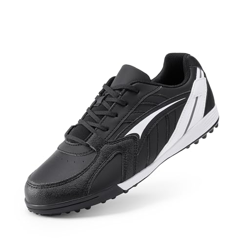 DREAM PAIRS Jungen Fußballschuhe Sportschuhe Leichtathletik Trainingsschuhe verschleißfest bequem Weitsprung Laufen drinnen draußen Mädchen fussballschuh,Size 28.5,Schwarz/Weiss,KKUMSO2504 von DREAM PAIRS