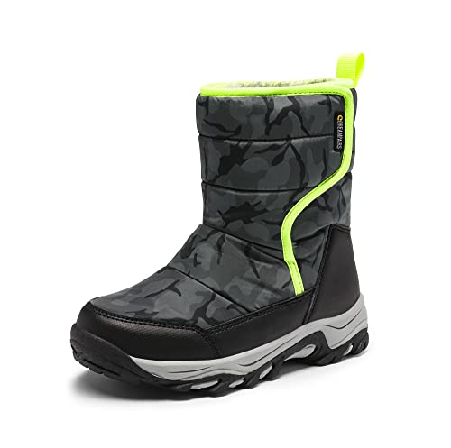 DREAM PAIRS Jungen Mädchen rutschfest wasserdichte Windgeschützt Winter Schneestiefel Fashion Schnürstiefel Winterstiefel mittelere Stiefel,Size 37.5,Camouflage/Grau,SDSB2222K von DREAM PAIRS