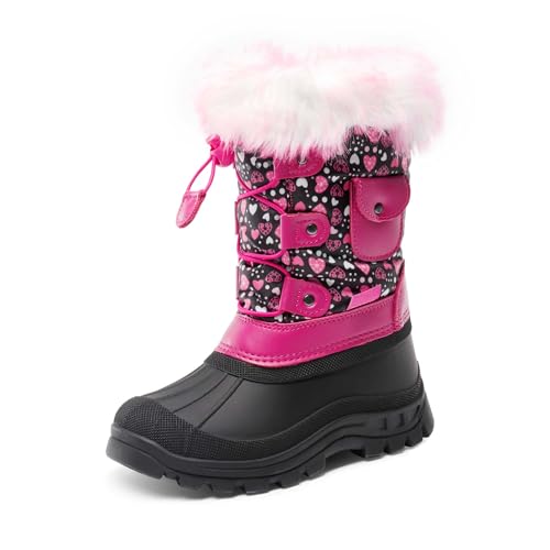 DREAM PAIRS Jungen Mädchen Schneestiefel Wasserdichte Winterstiefel mit Warm Kunstfellfutter Schwarz Pink Größe 1 US Little Kid / 32 EU KSNOW von DREAM PAIRS